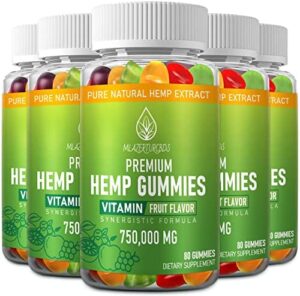 5-Pack Organic Hemp Gummies – Added Strength – Stress Strain Relaxed Sleep Joints Muscle tissue Gummy for Reduction with Pure Hemp Oil Extract, Higher Efficiency Edible Candy Created in United states