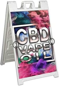 CBD Vape Oil (24″ X 36″) Deluxe A-Frame Signicade, Includes 2 Removable Panels & Stand