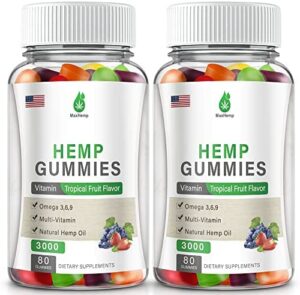 2 Pack Natural and organic Hemp Gummies 3,000 Further Strengthen Superior Potency with Pure Hemp Oil Extract Vegan Edible Bear Sweet Produced in US