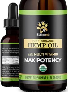 Billion Pets – Hemp Oil for Canines and Cats – Hemp Oil Drops with Omega Fatty Acids – Hip and Joint Assistance and Pores and skin Overall health – Anxiety and Stress – Agony