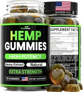 Hemp Gummies – More Energy – Wonderful for Peace & Rest – Infused with Pure Hemp Oil Extract, Ashwagandha – L-Theanine – Large Potency Nutritional supplement – Delicious Aid – 90 Edibles – Manufactured in United states of america