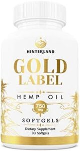 Hinterland Gold Label Hemp Oil Softgels, 25mg Capsules for Wellness, Natural and organic Usa Developed Hemp, 30 Rely