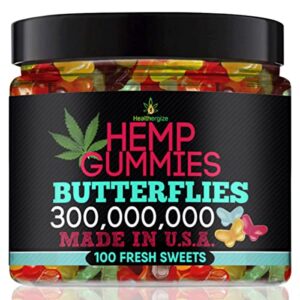 Healthergize Hemp Gummies Premium-Delightful Butterflies Hеmp Gummy Bears-Contemporary Fruity Flavors-Organic Hemp Candy Peace And Relaxation-For Snooze, Pressure, Quiet, Take it easy-Designed In United states-100 Count