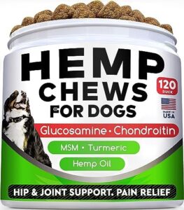 Hemp Chews for Canines – Glucosamine Chondroitin for Pet dogs Joint Soreness Aid with Hemp Oil, Hip & Joint Supplement Puppies, MSM Turmeric for Dogs Mobility, Pet Joint Supplement, Hemp Puppy Treats Joints Wellness
