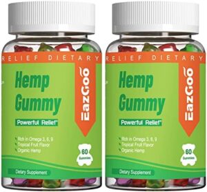 EAZGOO Pure Hemp Gummies 2,000,000 XXL Further Strength – Purely natural Edibles Fruity Gummy with Organic Hemp Oil- Vegan, Minimal Sugar, Non-GMO – 120 Counts