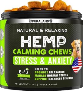 Hemp Calming Chews for Dogs with Anxiety and Stress – 170 Pet Calming Treats – Storms, Barking, Separation – Valerian Root – Melatonin – Hemp Oil – Puppy Panic Relief – Produced in United states of america | Gentle Chews